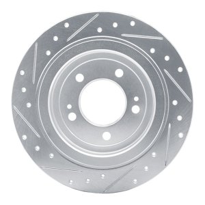 Hyundai Tucson Brake Rotor (1) - Rear Right - R1 Concepts - Drilled & Slotted - Silver - `17-`25